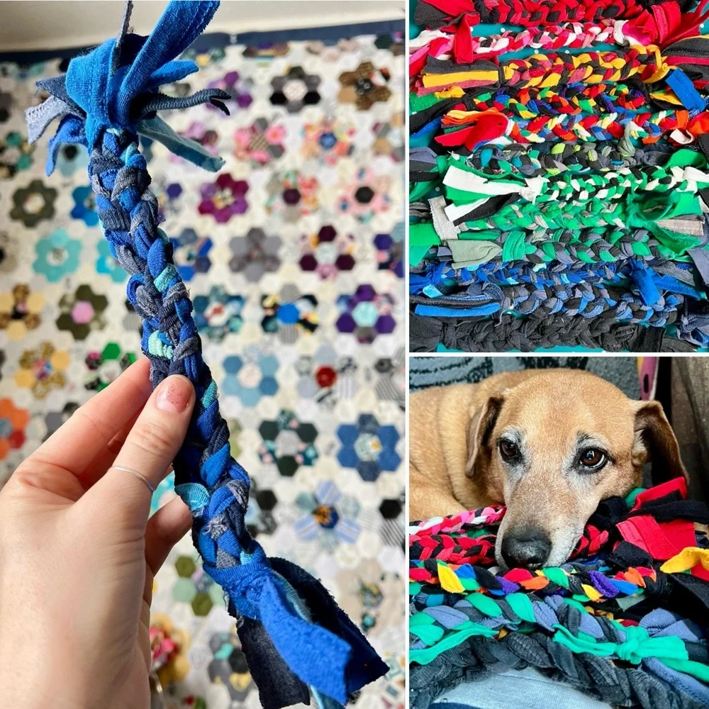 Colorful Dog Tug Toy - Braided Upcycled